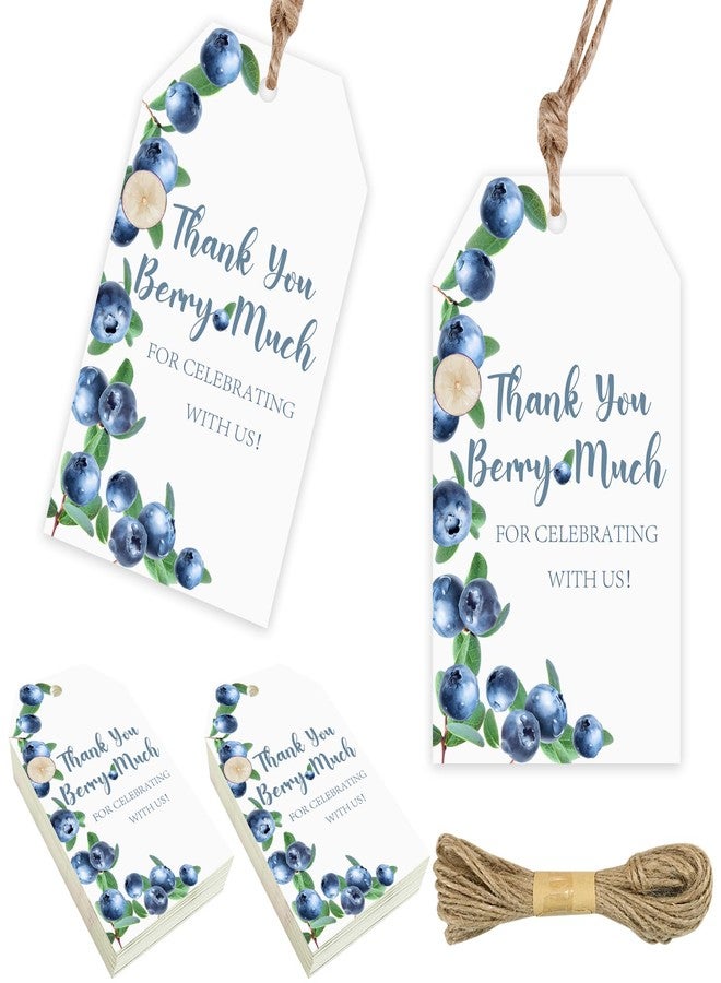 Fangleland 50Pcs Blueberry Thank You Tags Party Decorations, Thank You Berry Much Fruits Themed Gift Tags for Birthday Baby Shower and Bridal Shower Party. - Image 1